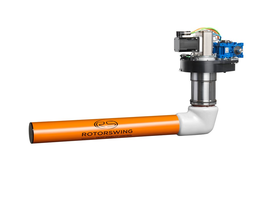 RS 140 Magnus-effect rotor stabilizer photographed on white